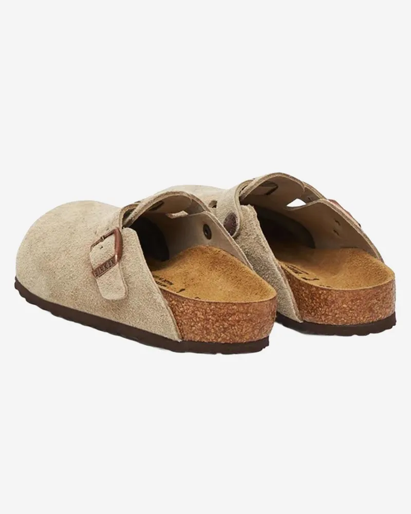 Birkenstock Boys' Clogs Boston Beige Suede Leather Sandal Beige