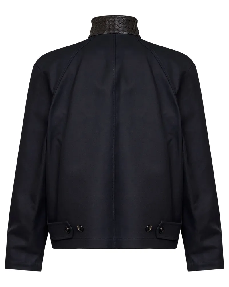 Bottega Veneta Men's Harrington Jacket Blue Cotton Gabardine Bomber Navy