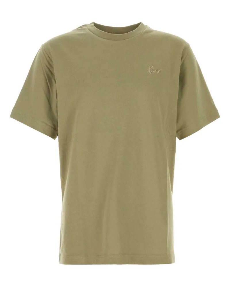 Kenzo Men Signature T-Shirt Khaki Cotton Khaki