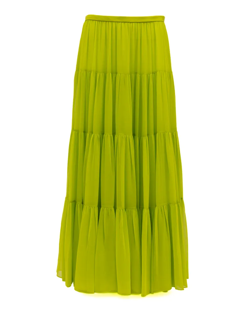 Valentino Garavani Women's Lime Green Flowing Maxi Skirt Green