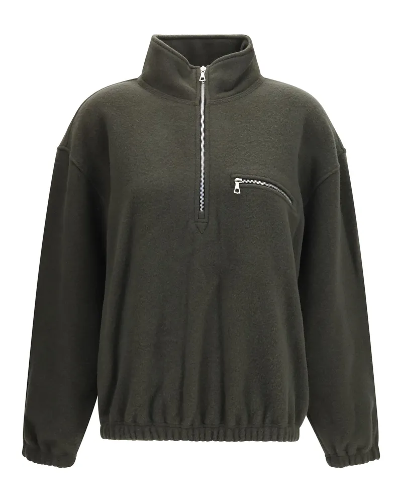 Rier Women's High-Neck Zip Jacket Polar Taupe Wool Fleece Knitwear Sweater 