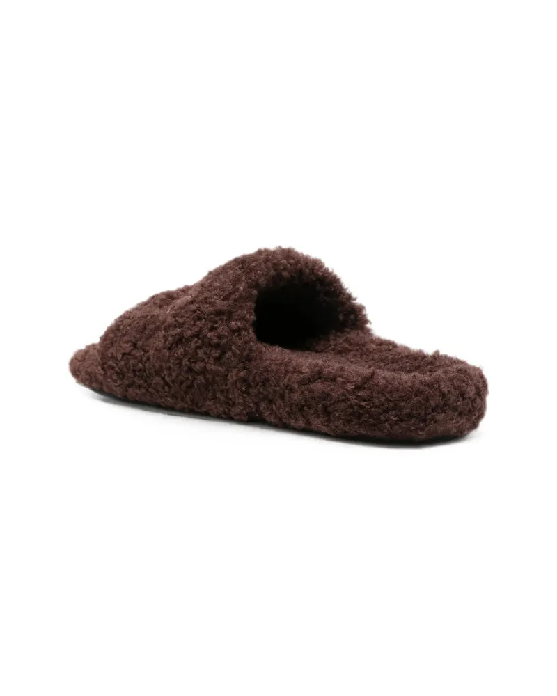 Balenciaga Shearling Slippers — Brown Brown