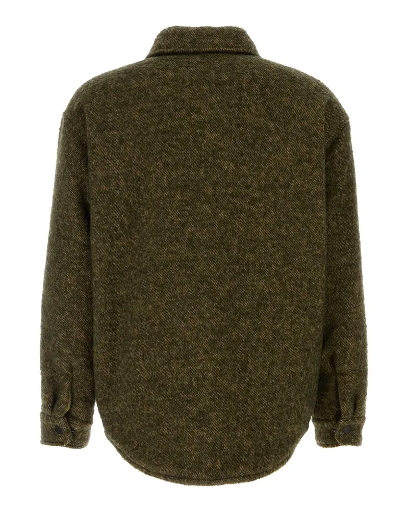 Emporio Armani Men's Melange Army Green Wool Blend Jacket F6016 Giubbini Green
