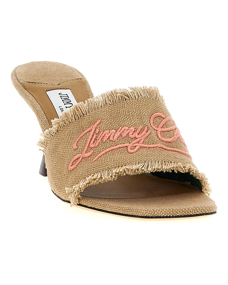 Jimmy Choo Women's Beige Textile Platform Sandals Beige