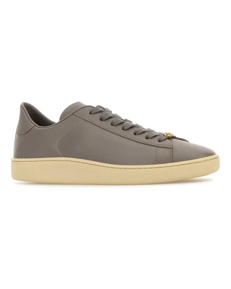 Valentino Garavani Men's Dove Grey Leather Royco Sneakers Moontaupegreenbriar Calf - Bos Taurus Gray