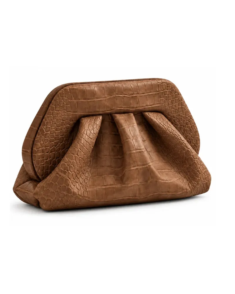 THEMOIRÈ Bios Medium Synthetic Clutch — Brown Brown