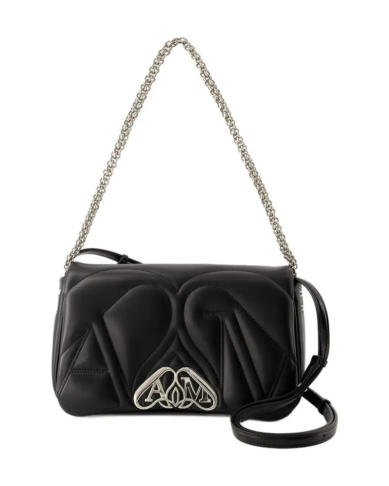 Alexander McQueen Women's The Seal Small Bag Leather Black Calfskin Crossbodies Black
