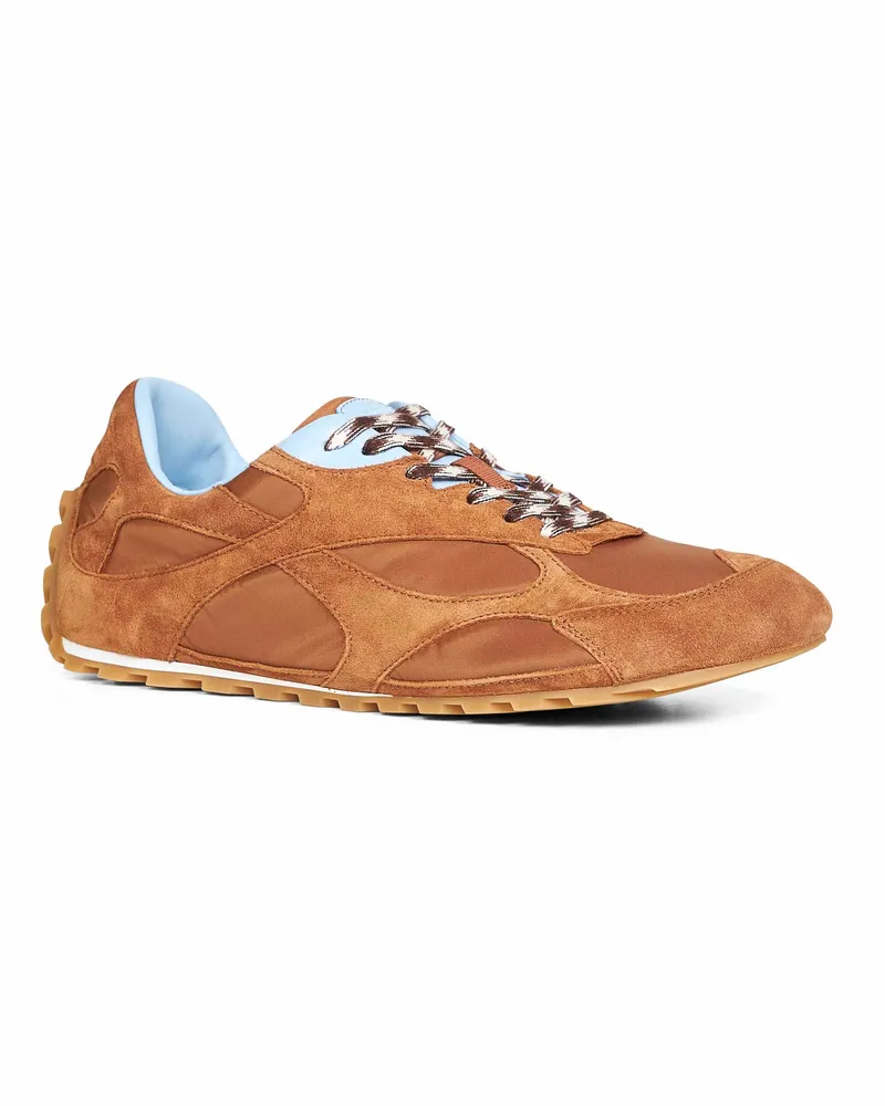 Bottega Veneta Men's Amber Suede And Nylon Orbit Flash Sneakers Brown Furs & Skins - Calf Leather Trainers Brown