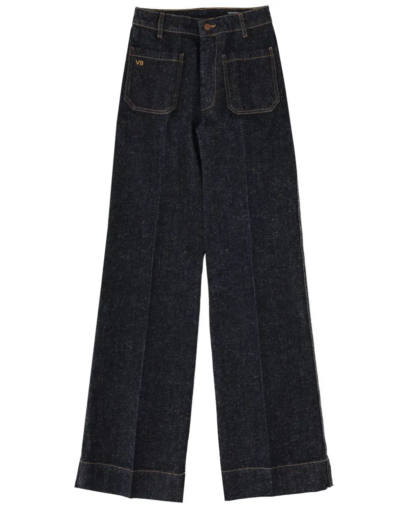Victoria Beckham 100% Cotton Wide Leg Jeans — Blue Blue