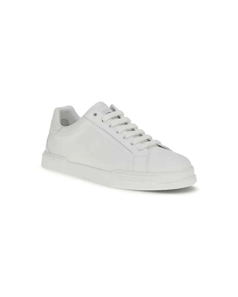 Dolce & Gabbana Men's White Calf Leather Bos Taurus Low Top Sneakers White