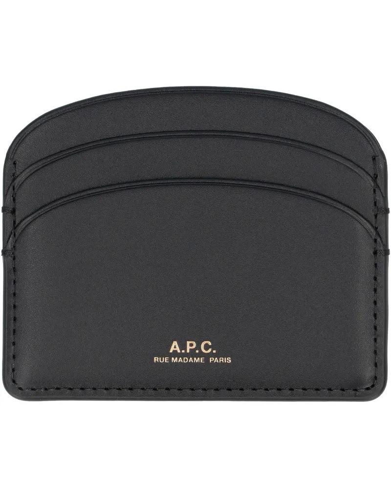 A.P.C. Women's Lune Leather Card Holder Black Cotton Wallets & Purses Black