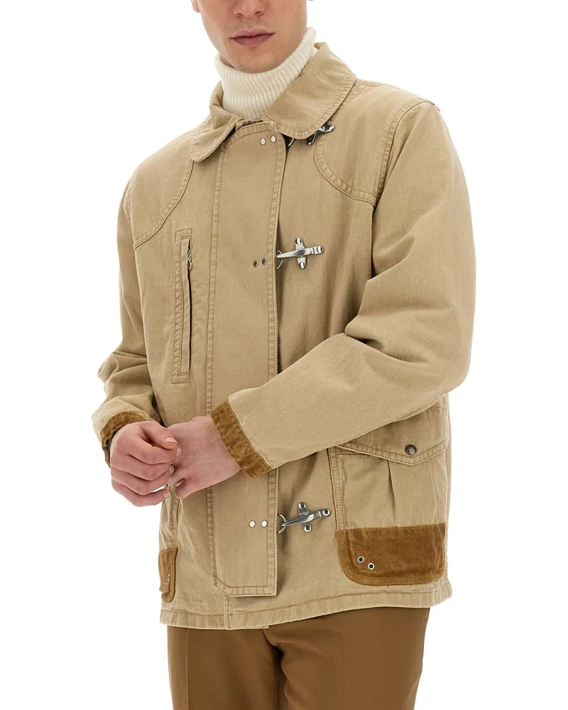 Fay 4-Hook Cotton Jacket — Beige Beige