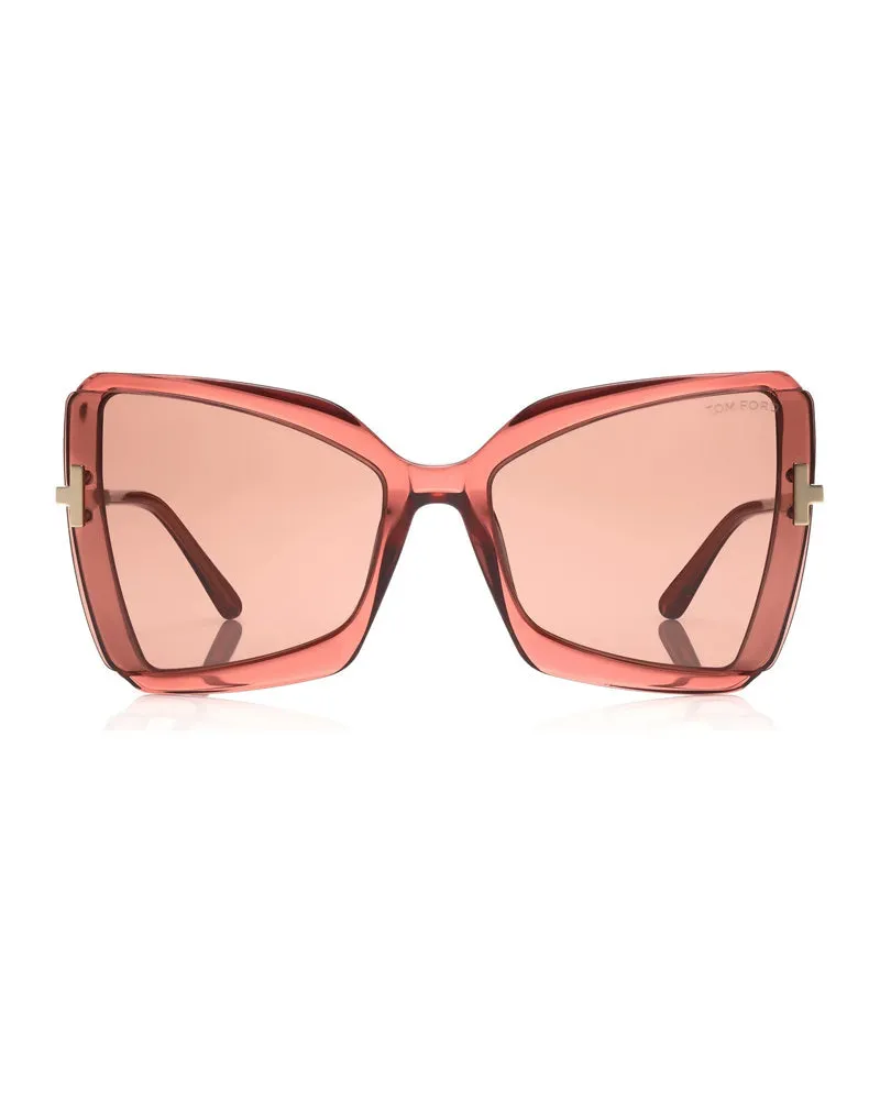 Tom Ford FT076672Y Butterfly Full Rim Sunglasses — Pink Pink