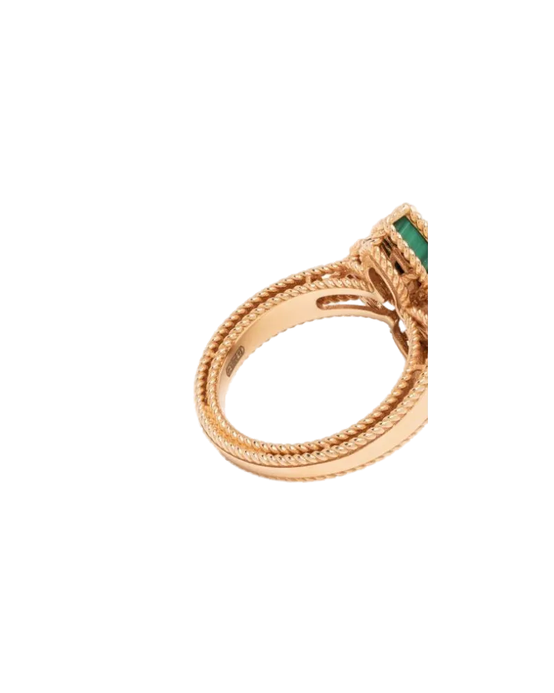 Roberto Coin 18kt Rose Gold Princess Flower Malachite And Diamond Ring Continuty Green