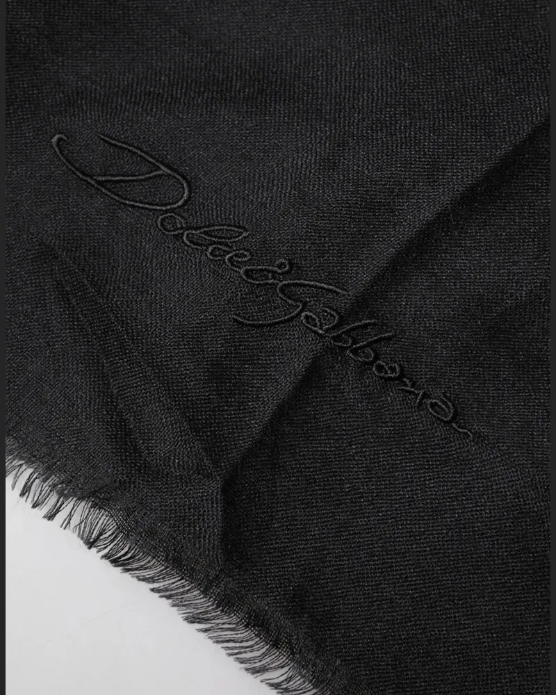 Dolce & Gabbana Men's Black Cashmere Knit Neck Wrap Shawl Scarf Se+ws Black
