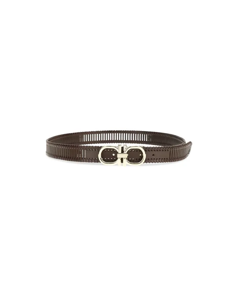 Ferragamo Men's Brown Calf Leather Bos Taurus Regular Belt Brown