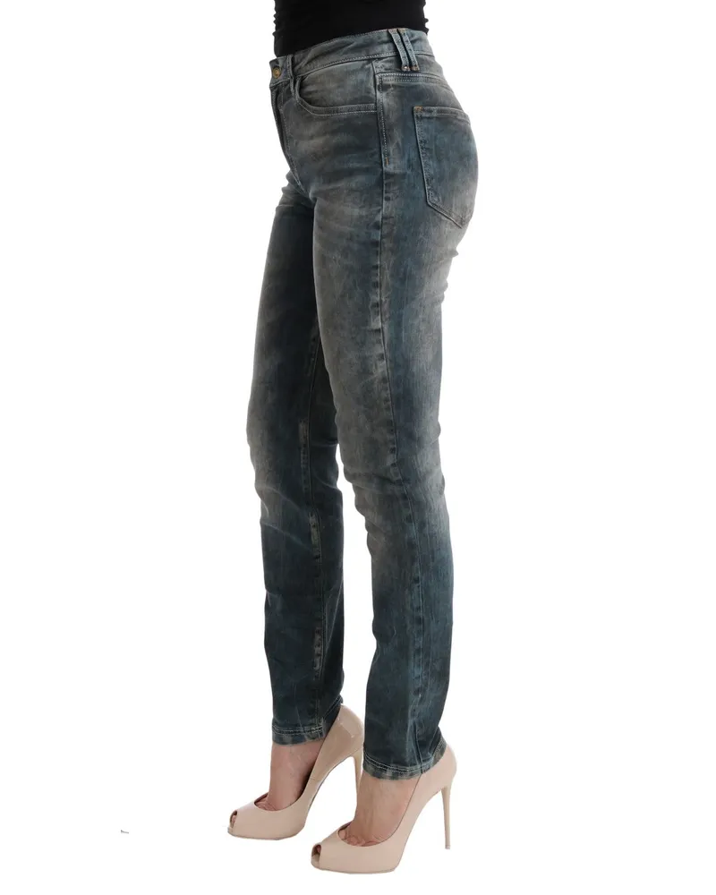 Roberto Cavalli Women's Blue Wash Cotton Blend Slim Fit Jeans Clothing Blue