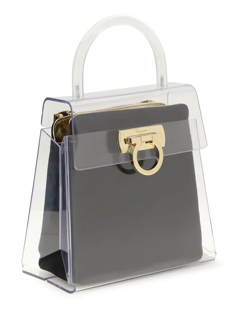 Ferragamo Women's Pvc Top Handbag Black Handbags Hand Bags Black