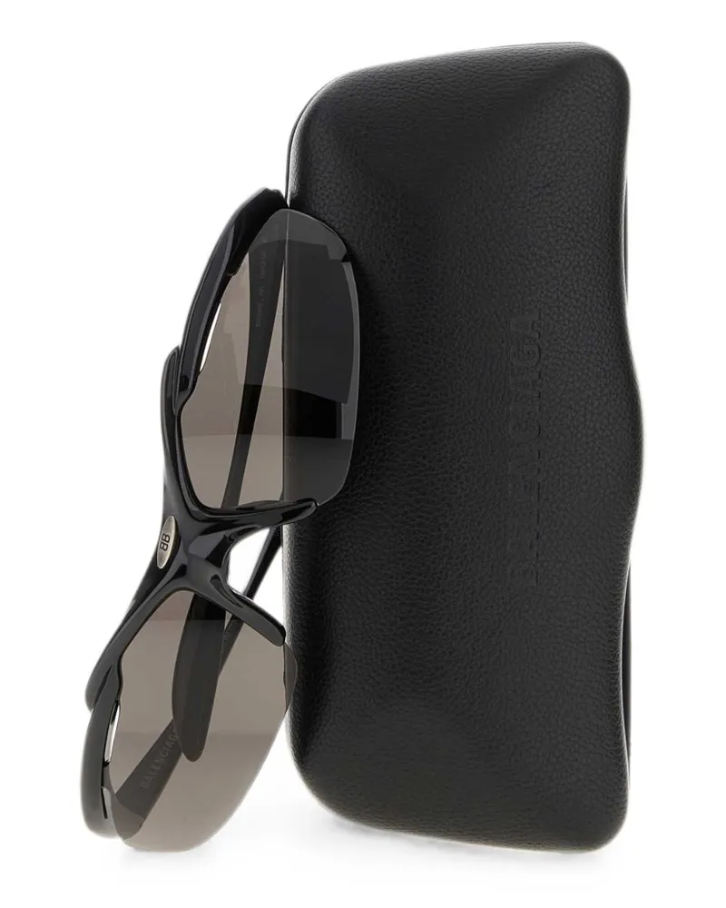 Balenciaga Geometric Black Frame Sunglasses — Black Black