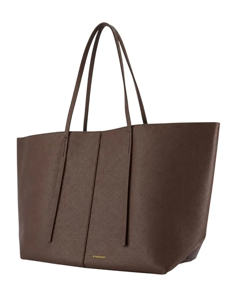 By Malene Birger Calfskin Leather Tote Bag — Brown Brown