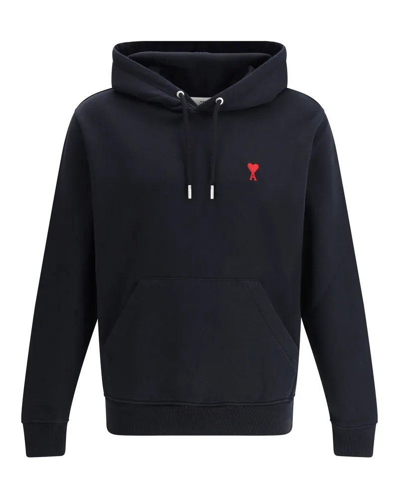 AMI Paris Men's Hoodie Black Cotton Sweatshirts Sweater Black