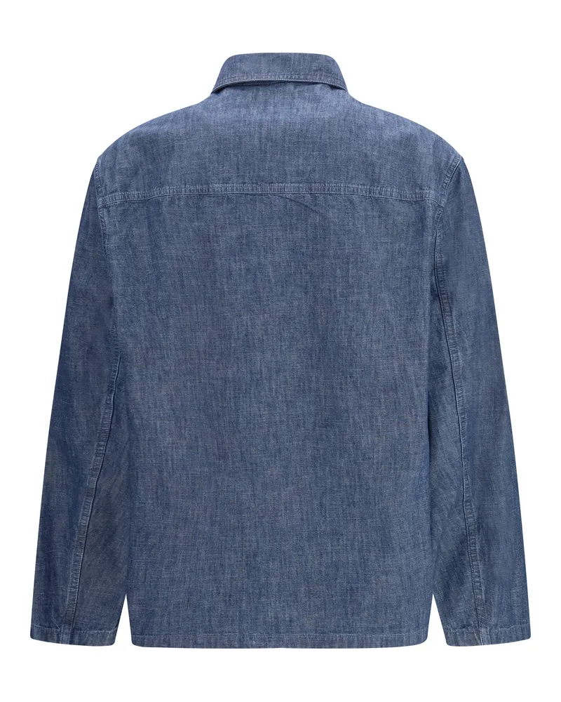 Jil Sander Men's Overshirt Chambray Indigo Cotton Jacket Indigo