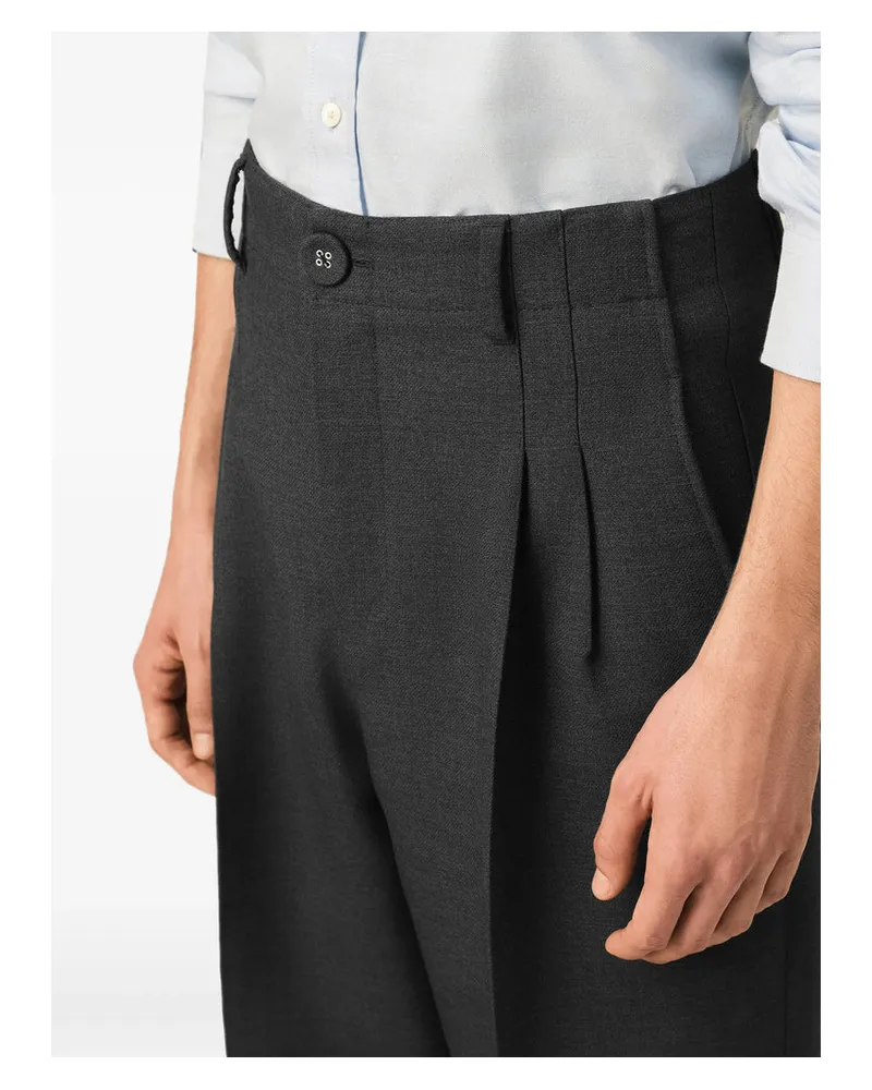 AMI Paris Tailored Carrot-Fit Wool Trousers — Gray Gray
