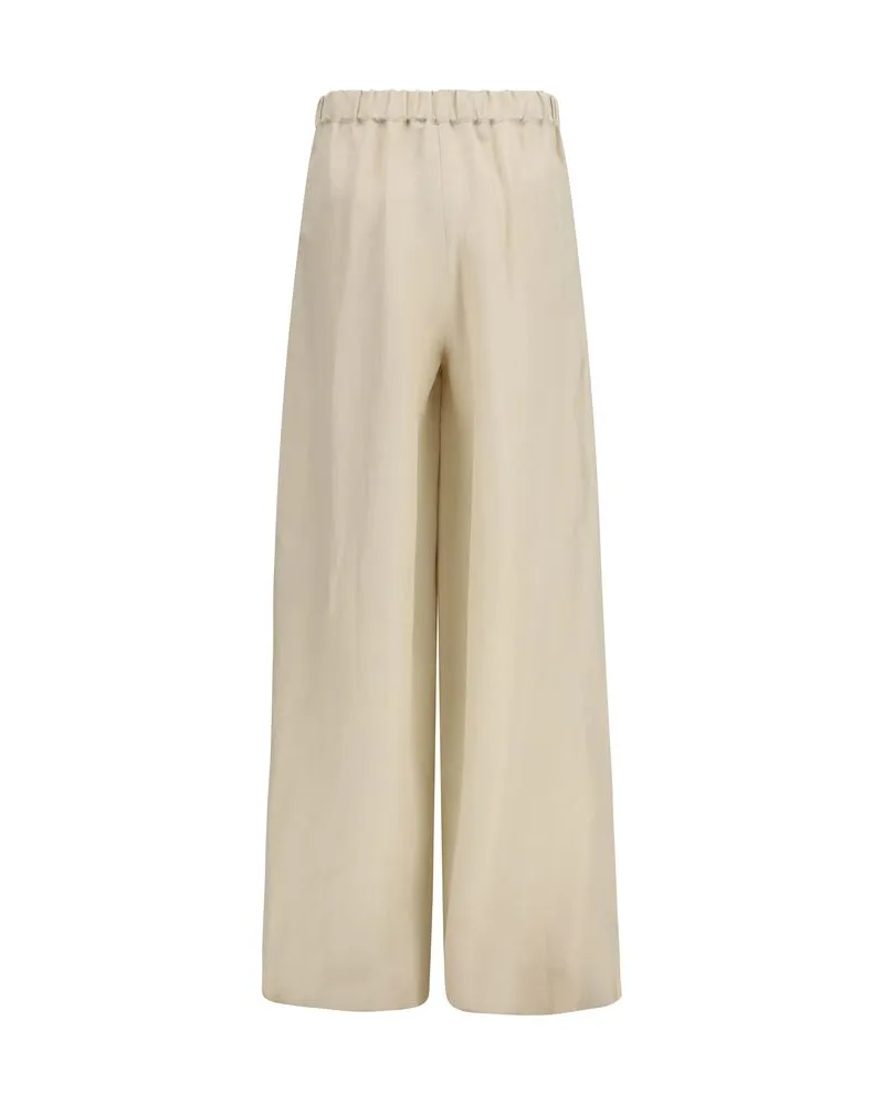 Max Mara Women's Beige Linen Casual Pants Beige