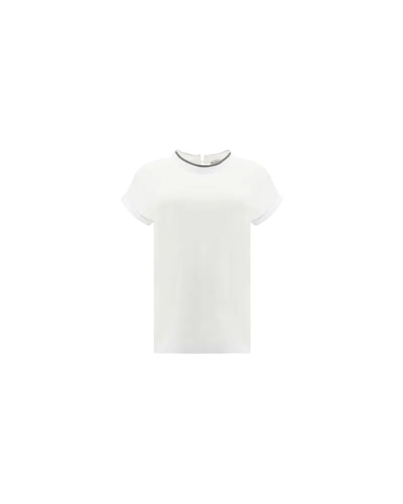 Brunello Cucinelli Women's White Elastane T-Shirt White