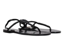 Leather Strappy Sandals — Black