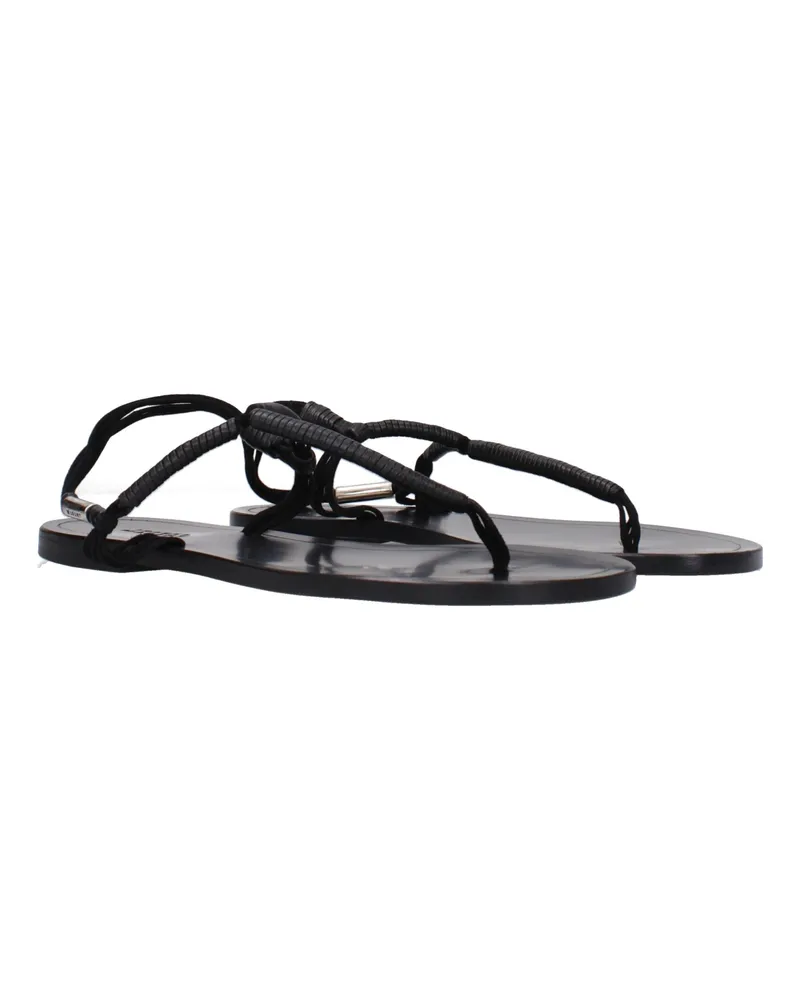 Isabel Marant Women's Black Leather Flip-Flop Sandals Black