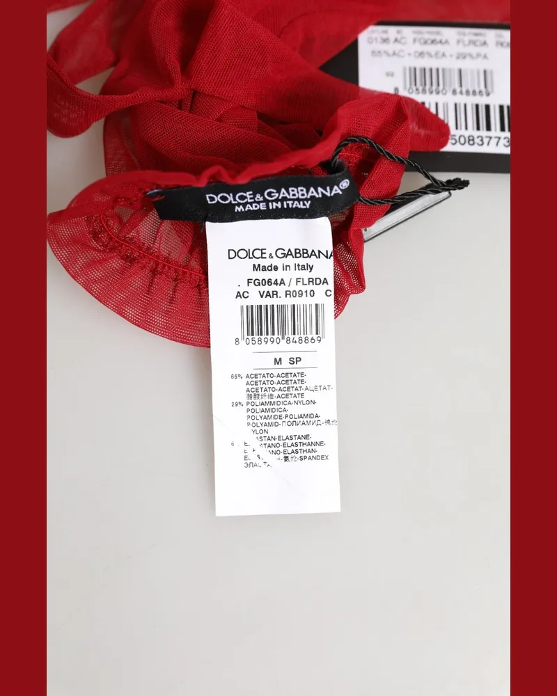 Dolce & Gabbana Sheer Acetate Elbow-Length Gloves — Red Red
