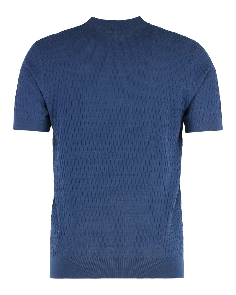 Paolo Pecora Milano Men Short-Sleeve Cotton Sweater Bluette Sweatshirts Blue