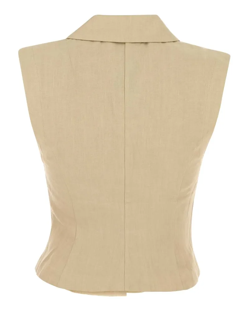 Le Kasha 1918 Women's Beige Linen Sawadah Vest Exterior: Giacche E Gilet Beige