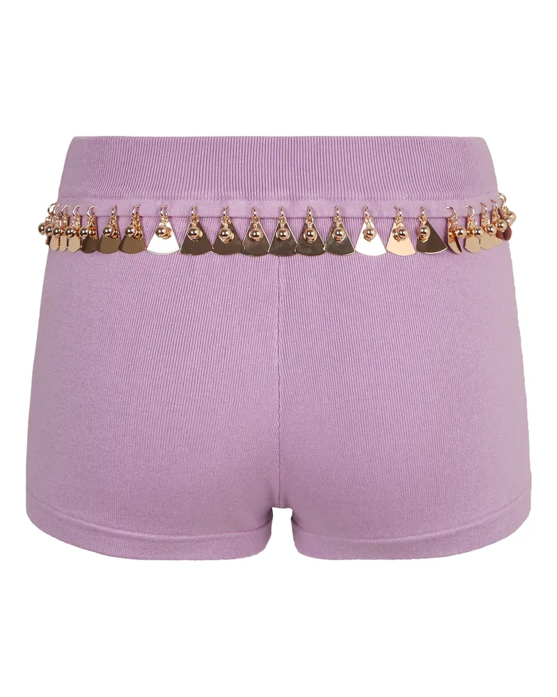 Paco Rabanne Women's Knitted Shorts With Sequin Embellishments Pink Silk Pink