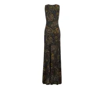 Embroidered Tech Fabric Maxi Dress — Multicolor