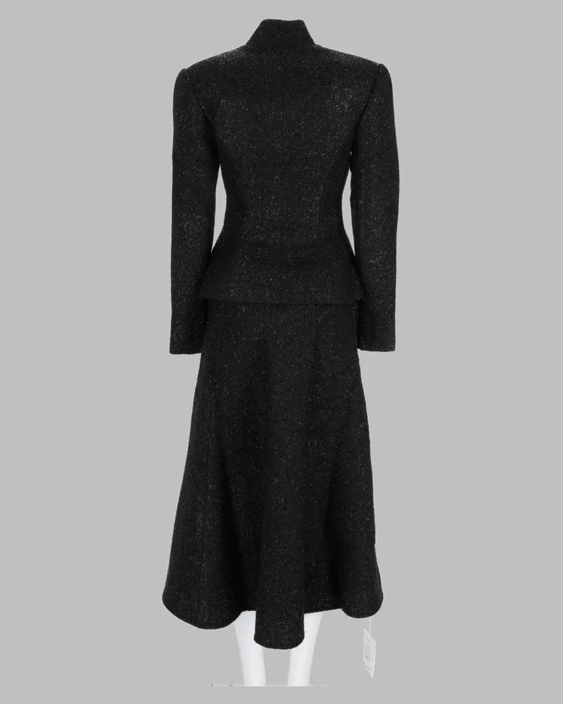 Self-Portrait Metallic Bouclé Midi Dress — Black Black