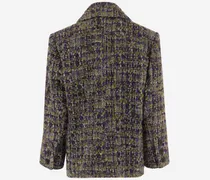Stretch Wool-Blend Tweed Blazer — Purple