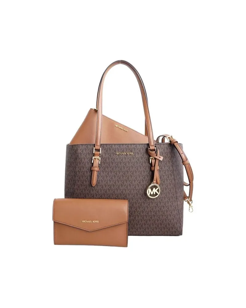Michael Kors Women's Tote Brown 88.coated Canvas Polyester Tote-bags Brown