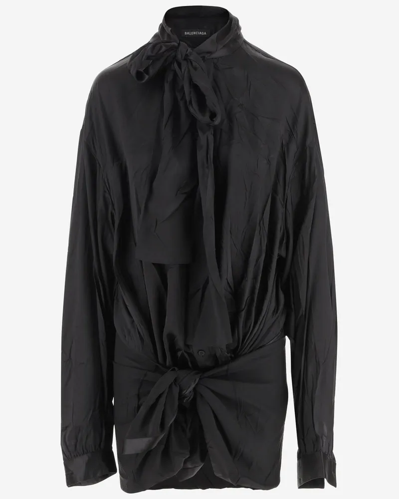 Balenciaga Women's Silk Blouse Black Top Black