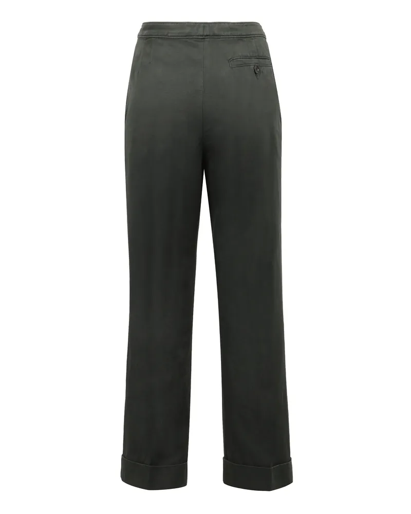 ASPESI Women's Cotton-Linen Trousers Green Straight Green