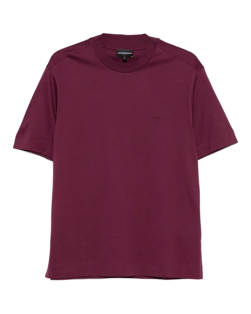 Emporio Armani Logo-Embroidered Cotton T-Shirt — Burgundy Burgundy