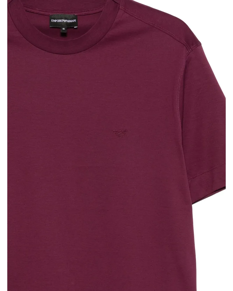 Emporio Armani Logo-Embroidered Cotton T-Shirt — Burgundy Burgundy