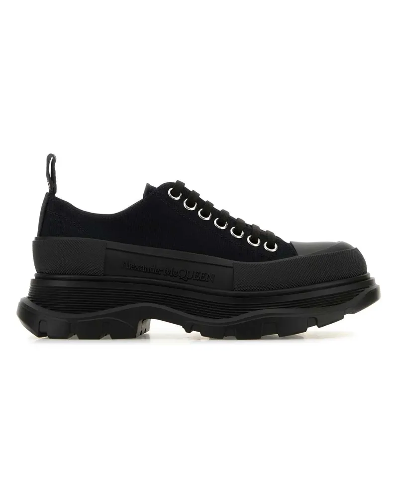 Alexander McQueen Women's Black Canvas Tread Slick Sneakers Blackblack Black