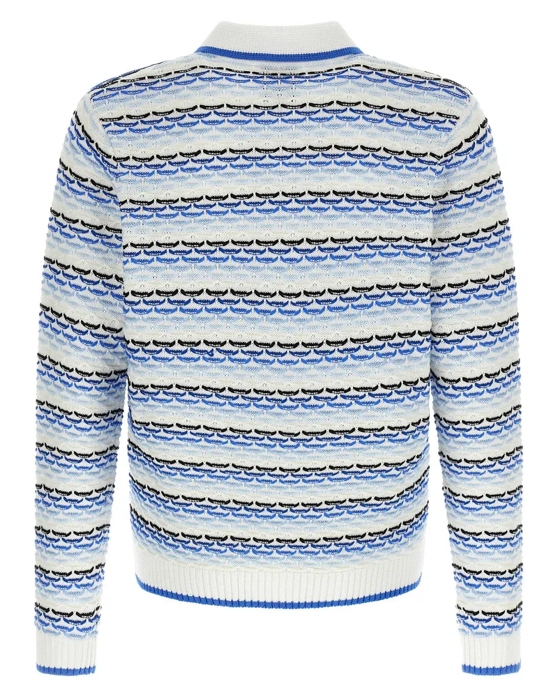 Casablanca Paris Tuck Stitch Knit Polo Shirt — Blue Blue