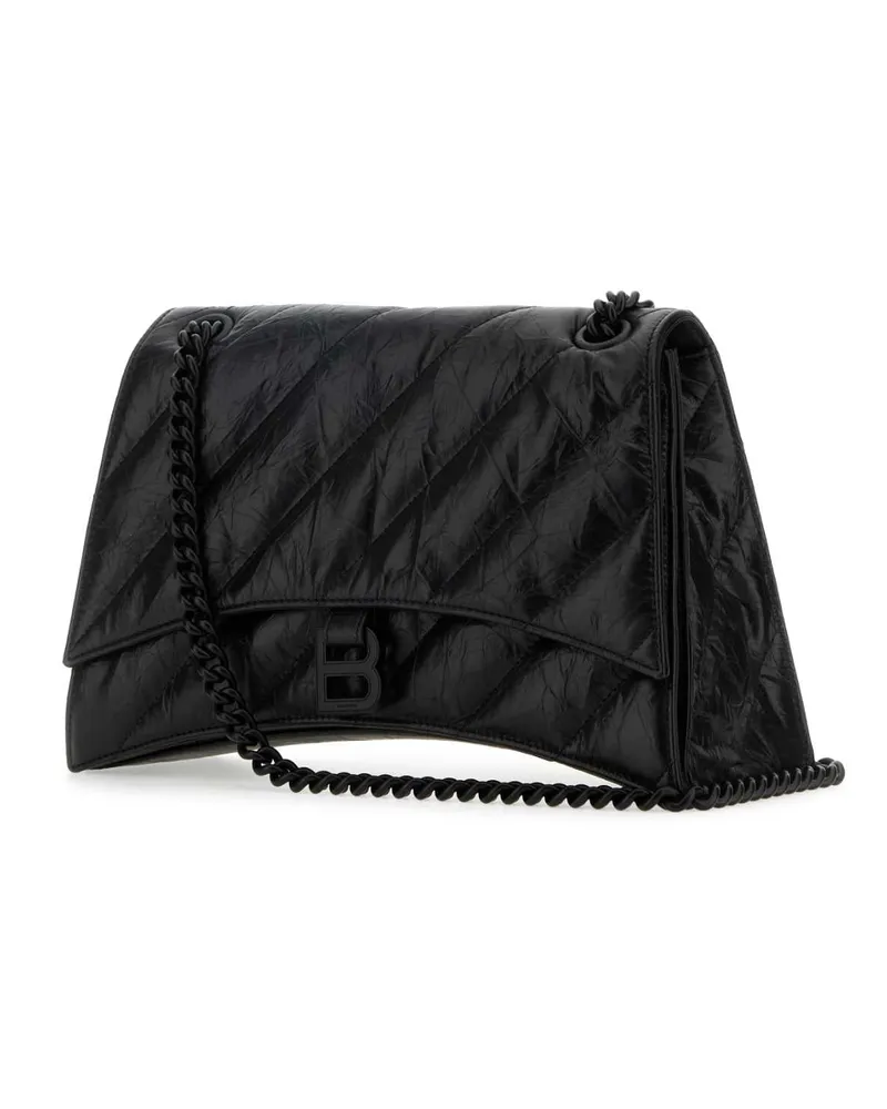 Balenciaga Women's Black Leather Medium Crush Shoulder Bag Borse A Tracolla Black