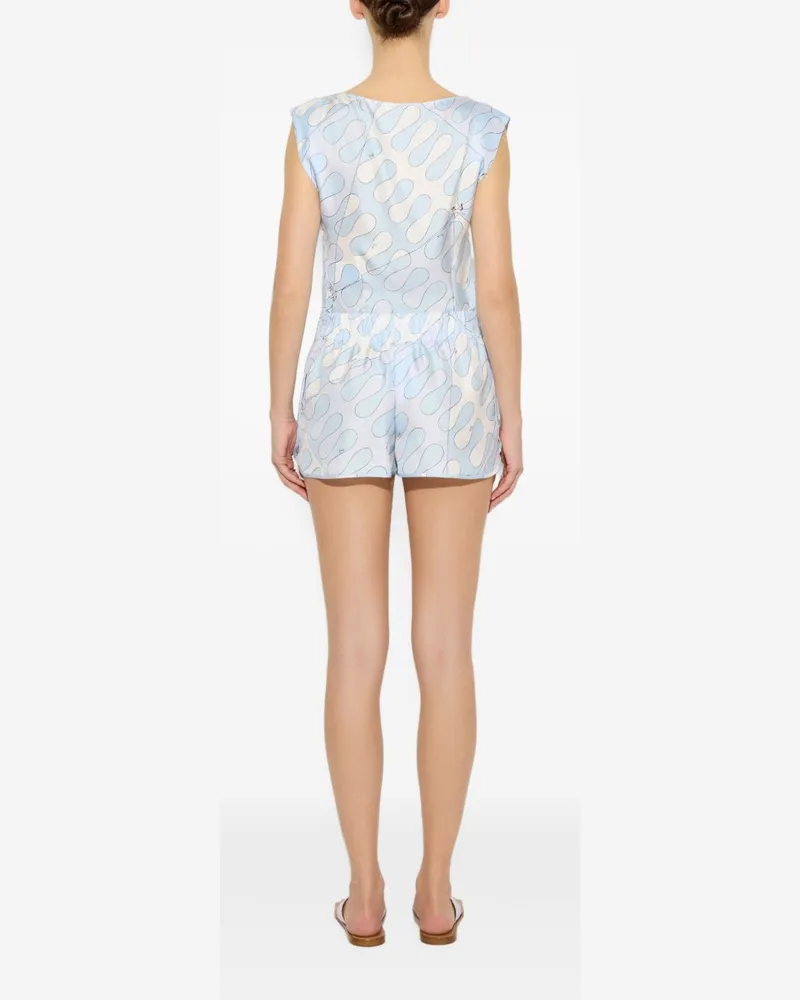 Emilio Pucci Silk Bloomer Shorts — Light Blue Light