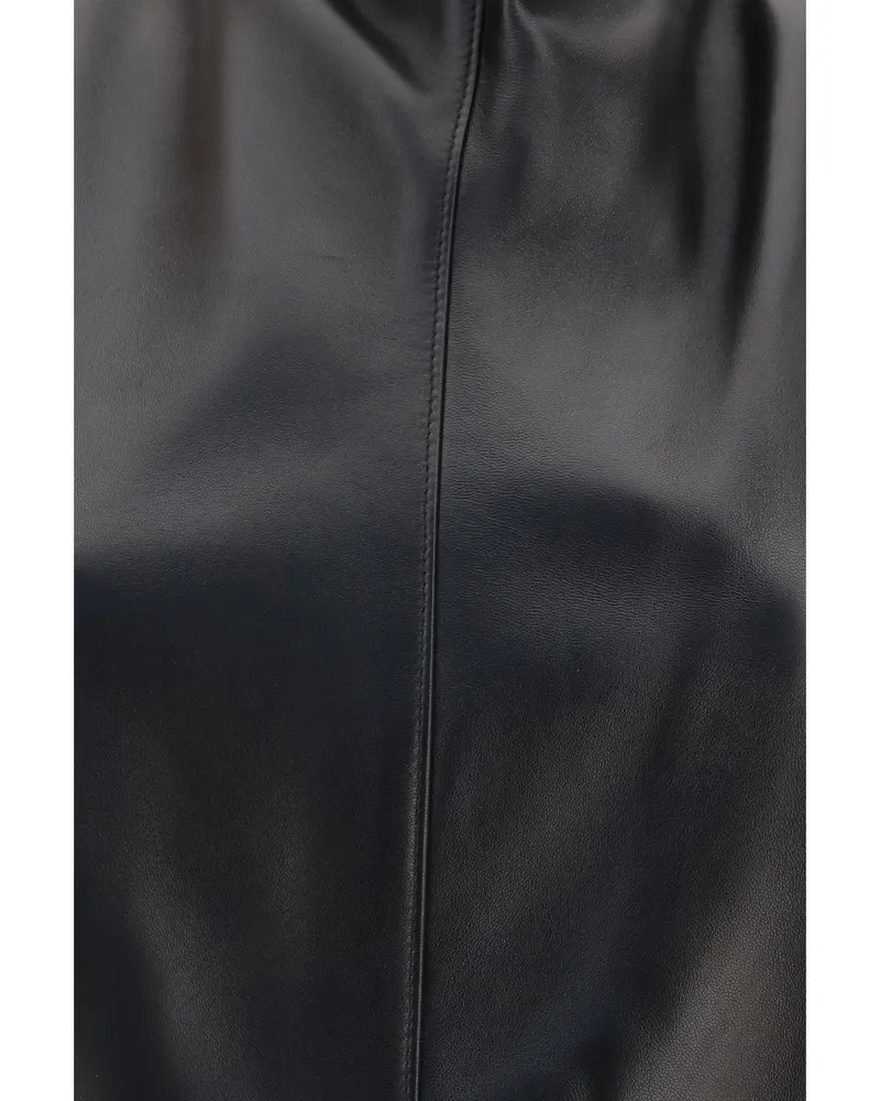 KHAITE Women's Leather Top Rone Black Lamb Tops Black