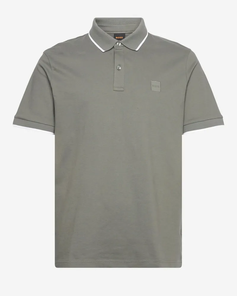 HUGO BOSS Men Polo Shirt Stretch Cotton Dark Grey T-shirts And Polos Gray