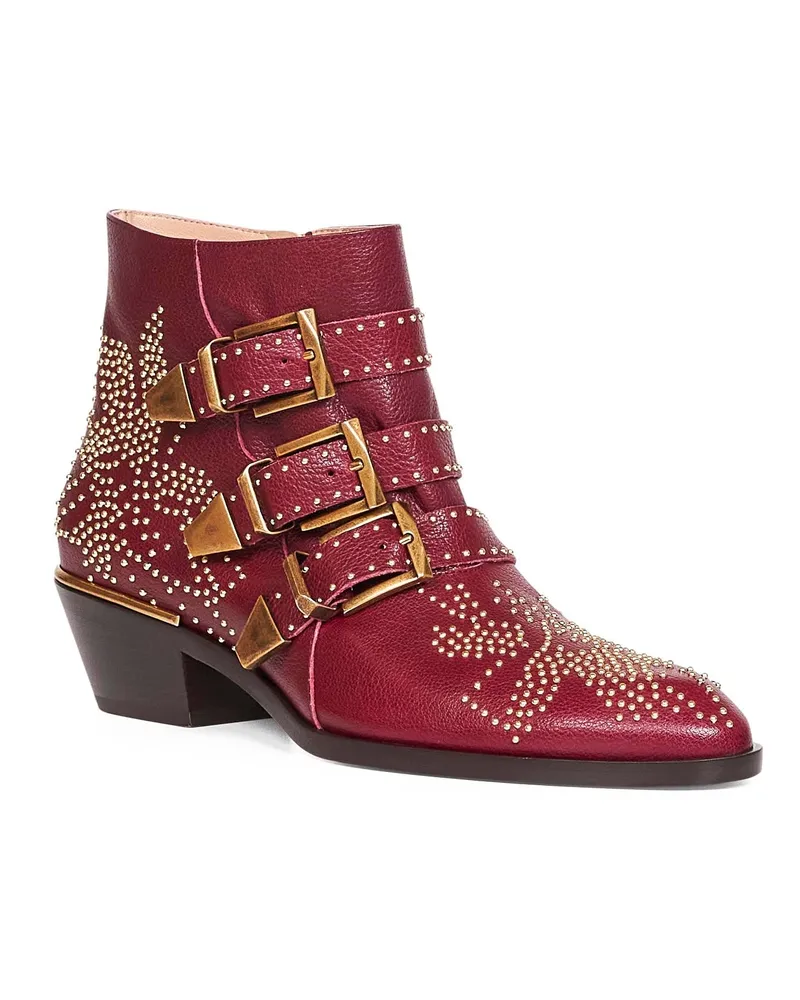 Chloé Women's Grenat Leather Susanna Ankle Boots Buffalo Red